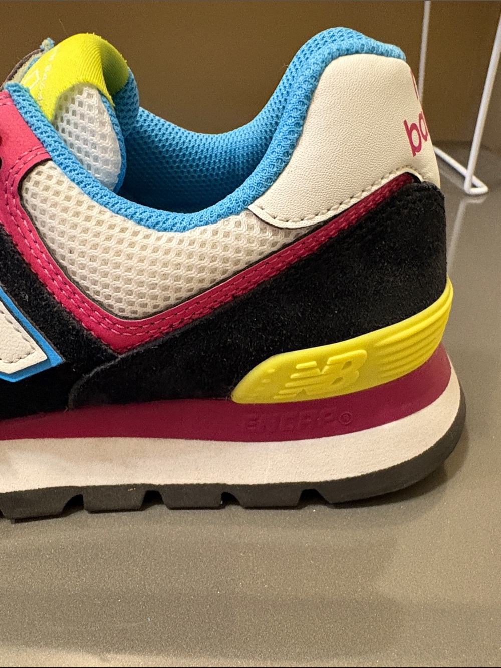 New Balance Colorblock 574 Sneakers in Blue, Black, Pink & Yellow - Picture 6 of 6